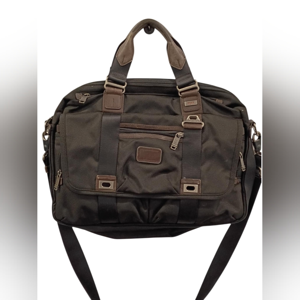 TUMI Alpha Nylon & Leather Briefcase‎ Black